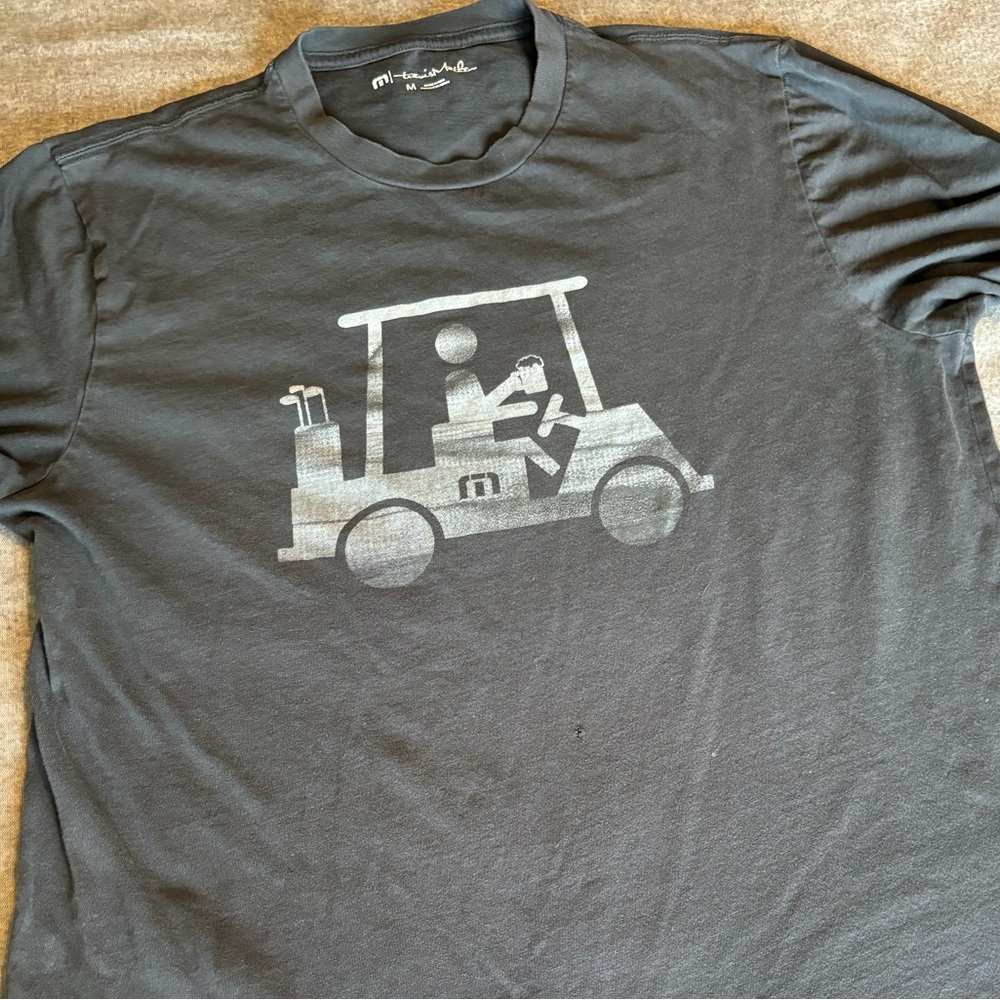 Travis Mathew Golf T Shirt Pima Cotton Beer Drinking Golf Cart Sz M